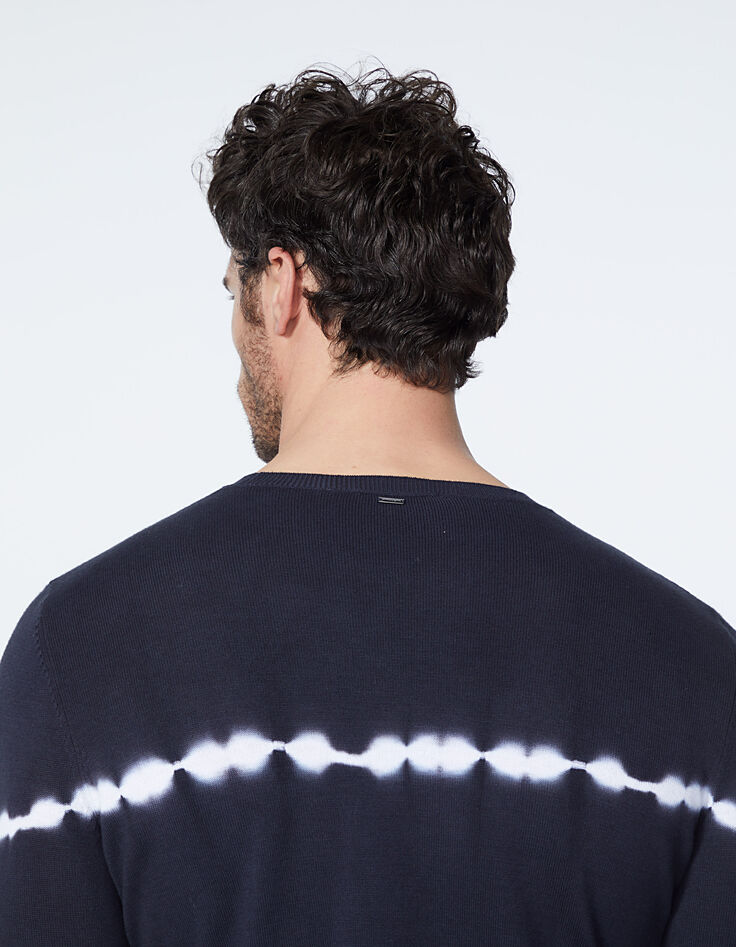 Pull indigo avec rayure effet tie and dye Homme-5