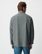 Camisa loose gris franela algodón hombre-3 Camisa loose gris franela algodón hombre-3
