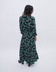 Lange zwarte jurk maxi bloemen Dames-3