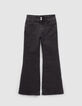 Vaqueros bootcut grises bolsillo detrás bordado niña-1