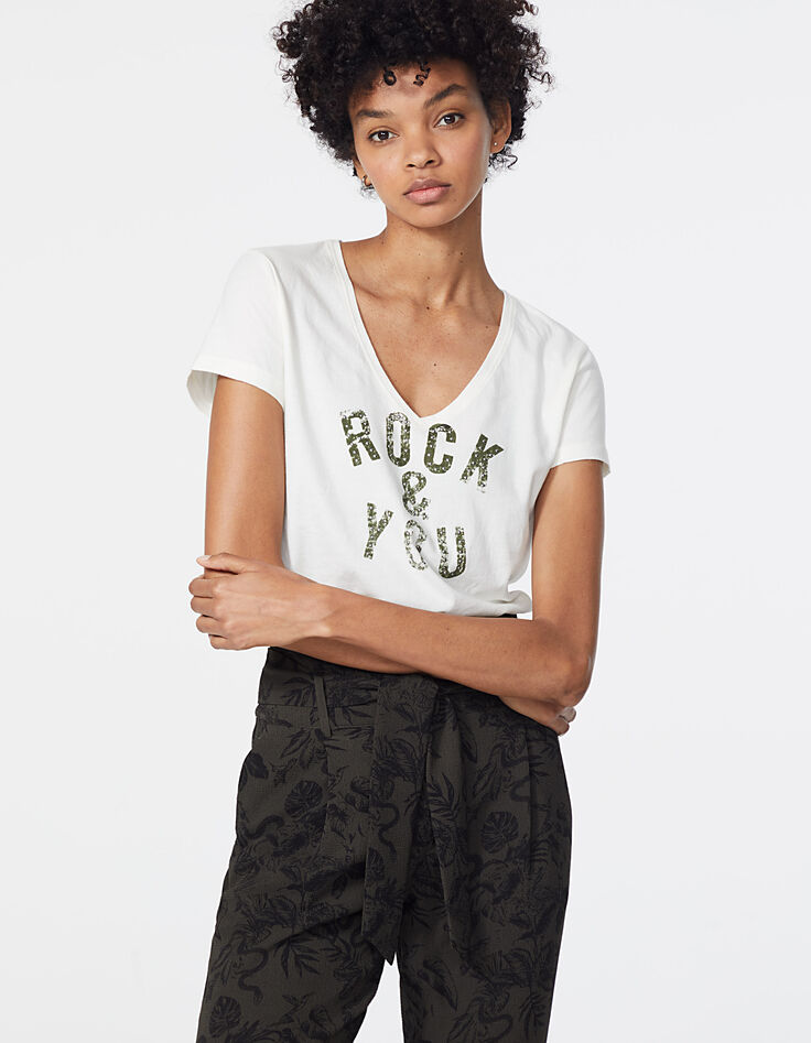 Women’s white acid wash treatment organic cotton T-shirt-2