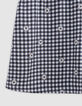 Jupe-short noire imprimé vichy et fleurs fille-5