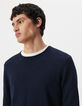 Marineblauer Feinstrick-Pullover für Herren mit Rollkanten-4