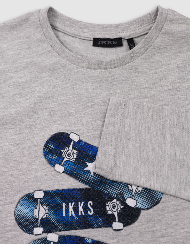 T-shirt gris coton bio badges skates garçon-6 T-shirt gris coton bio badges skates garçon-6