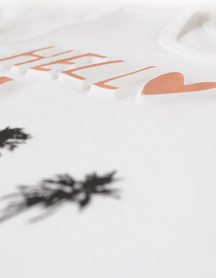 Tee-shirt blanc cassé relief Hello L.A bébé fille-4 Tee-shirt blanc cassé relief Hello L.A bébé fille-4