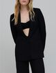 Schwarze Damen Schalkragen Anzugjacke-4