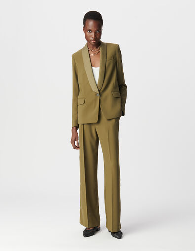 Veste de tailleur kaki crêpe polyester recyclé Femme - IKKS