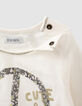 Baby girls’ ecru T-shirt and rosewood shorts outfit-5