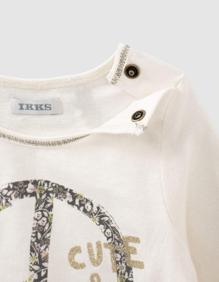 Baby girls’ ecru T-shirt and rosewood shorts outfit-5