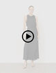 Robe longue noire bretelles croisée dos Femme-5