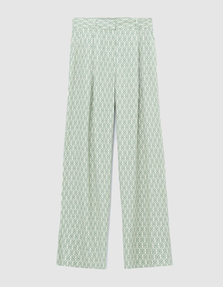 Pantalon fluide vert LENZING&trade; ECOVERO&trade; ethnique Femme-5