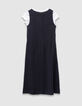 Girls’ 2-in-1 black midi dress and white cropped T-shirt-5
