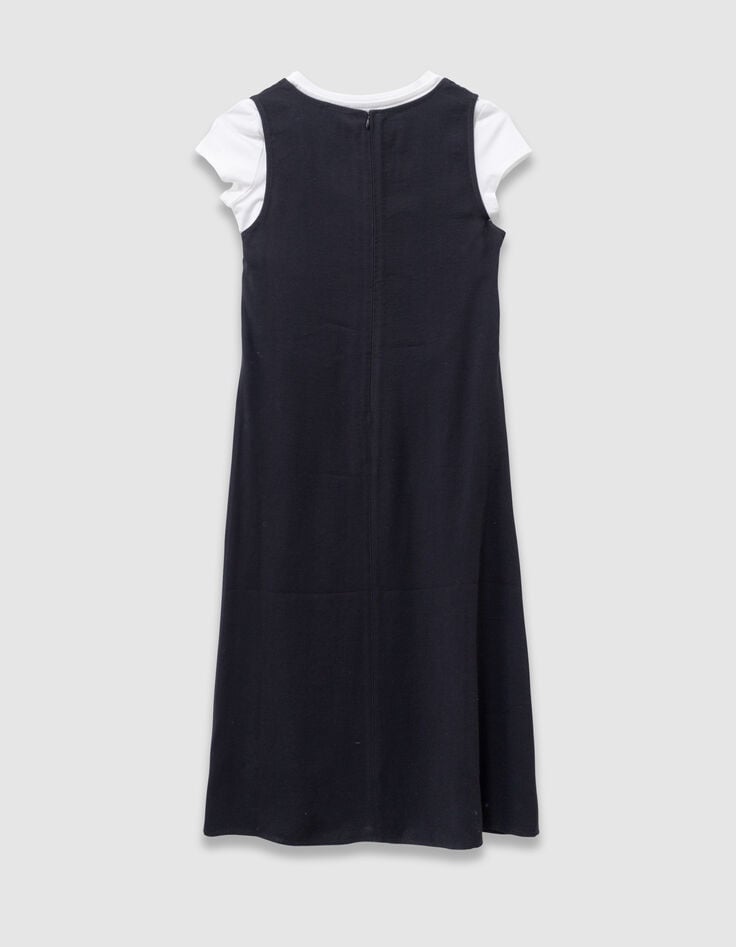 Girls’ 2-in-1 black midi dress and white cropped T-shirt-5
