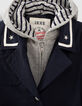 Trench navy de nailon con capucha extraíble para niña -3