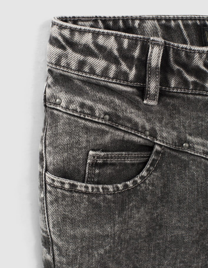 Girls’ light grey studded zipped mom jeans - IKKS