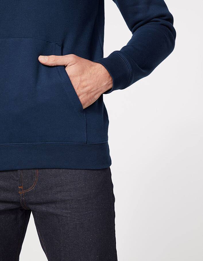 Men’s indigo IKKS sweatshirt with drawstring hood - IKKS