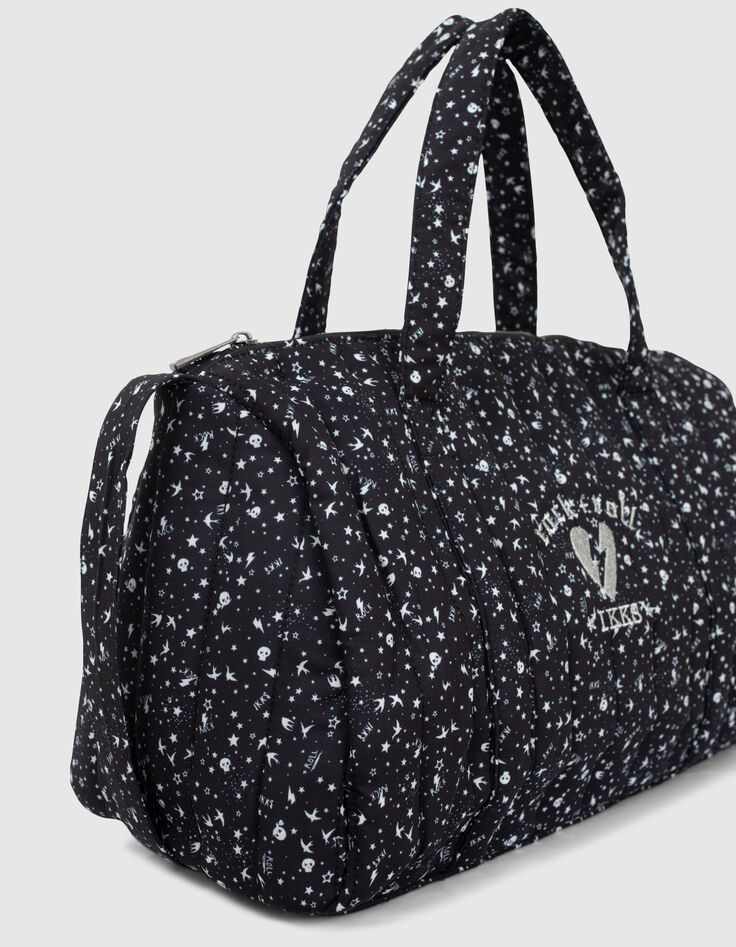 Schwarze M&auml;dchenbowlingtasche mit dezentem Rocker-Print-5