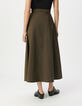 Falda larga caqui tafet&aacute;n mujer-3