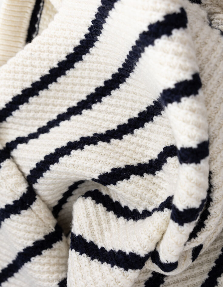 Cardigan marinière tricot marine et blanc Femme-6