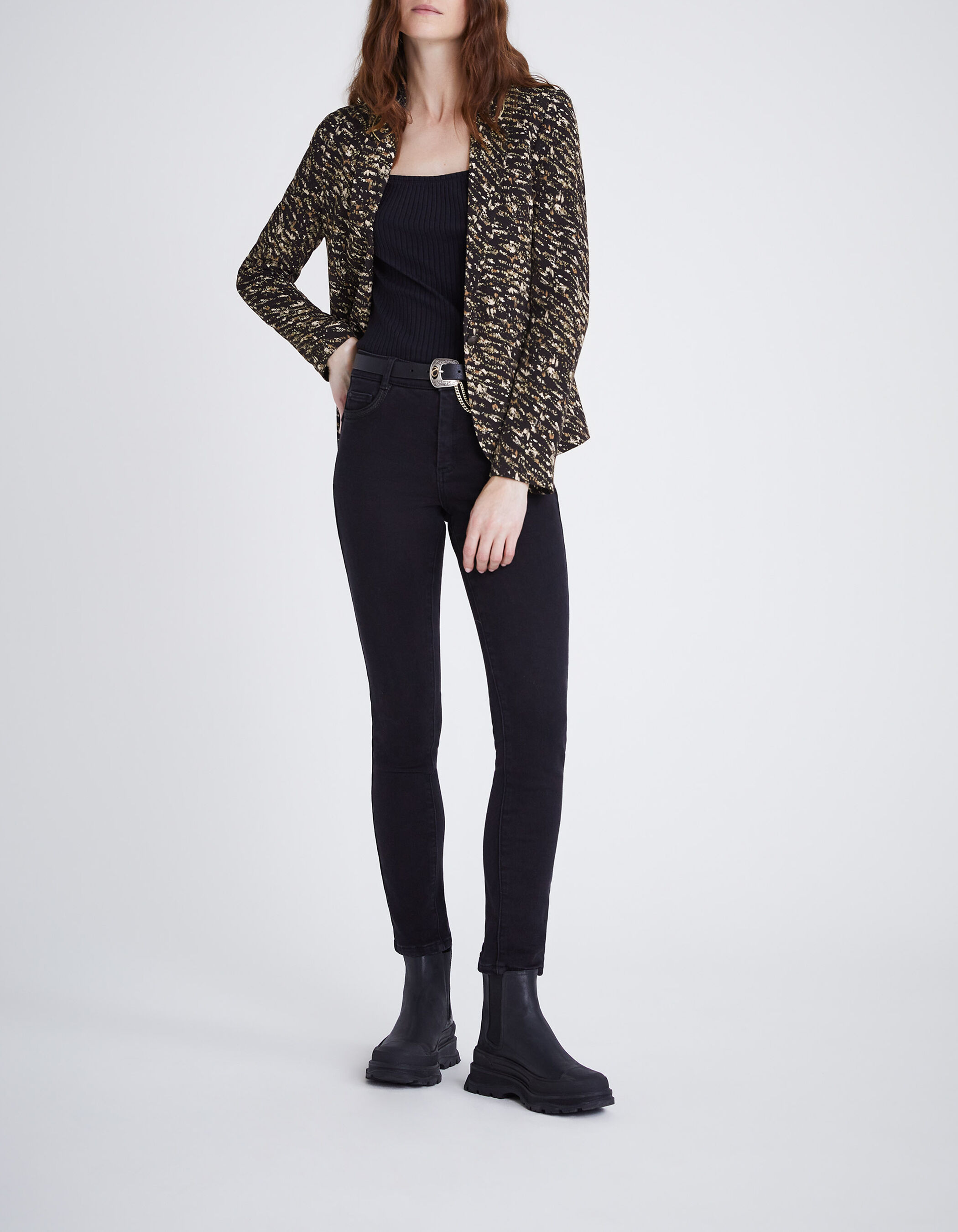 Veste sales imprimée femme