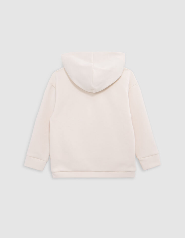 Boy's ecru hoodie, reflective sleeves, embossed slogan-3