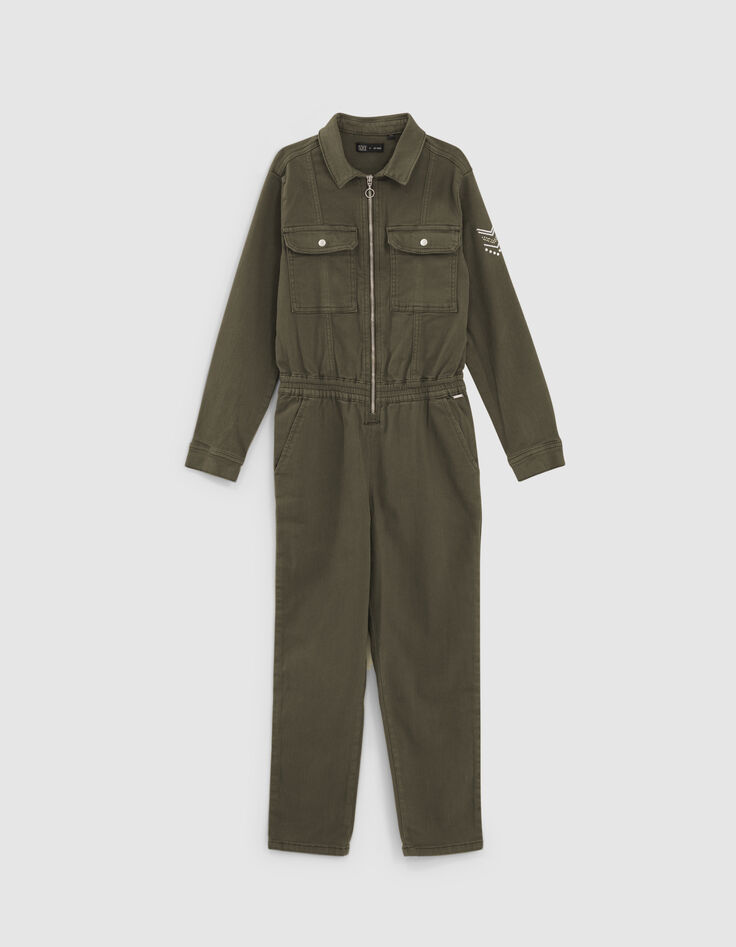 Girls&rsquo; bronze jumpsuit with chevrons on sleeve-2