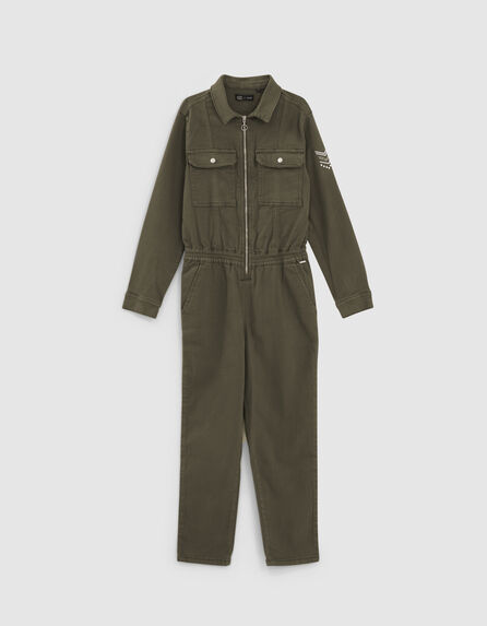 Girls’ bronze jumpsuit with chevrons on sleeve