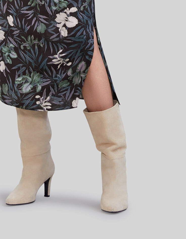 Zwarte midi-jurk LENZING™ ECOVERO™ orchideeprint Dames-4 Zwarte midi-jurk LENZING™ ECOVERO™ orchideeprint Dames-4