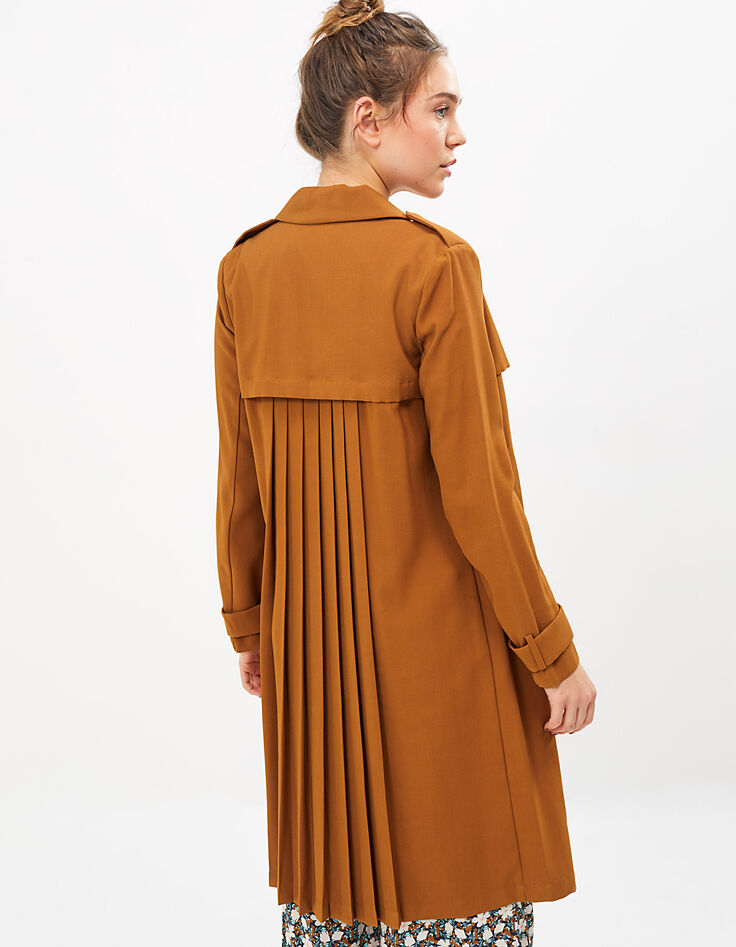 Camelbrauner Trenchcoat mit plissiertem Rücken I.Code-3