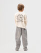 Camiseta beige algodón maxi print detrás niño-3