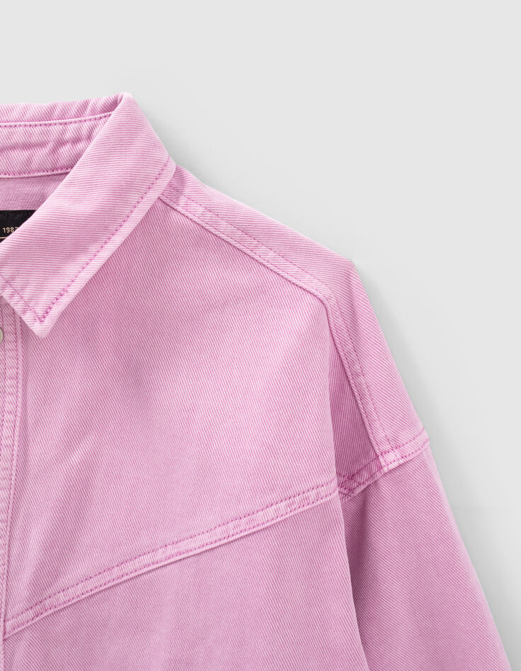 Girls&rsquo; violet denim cropped overshirt jacket-4