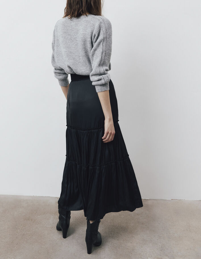 Women’s black gathered long skirt-3