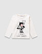 T-shirt manches longues écru super-chat fille-1