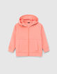 Boys’ neon orange cardigan, embossed checkerboard on back-1