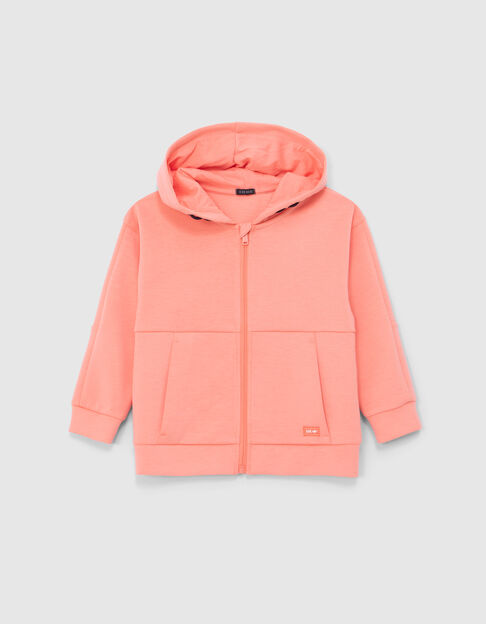 Boys’ neon orange cardigan, embossed checkerboard on back - IKKS