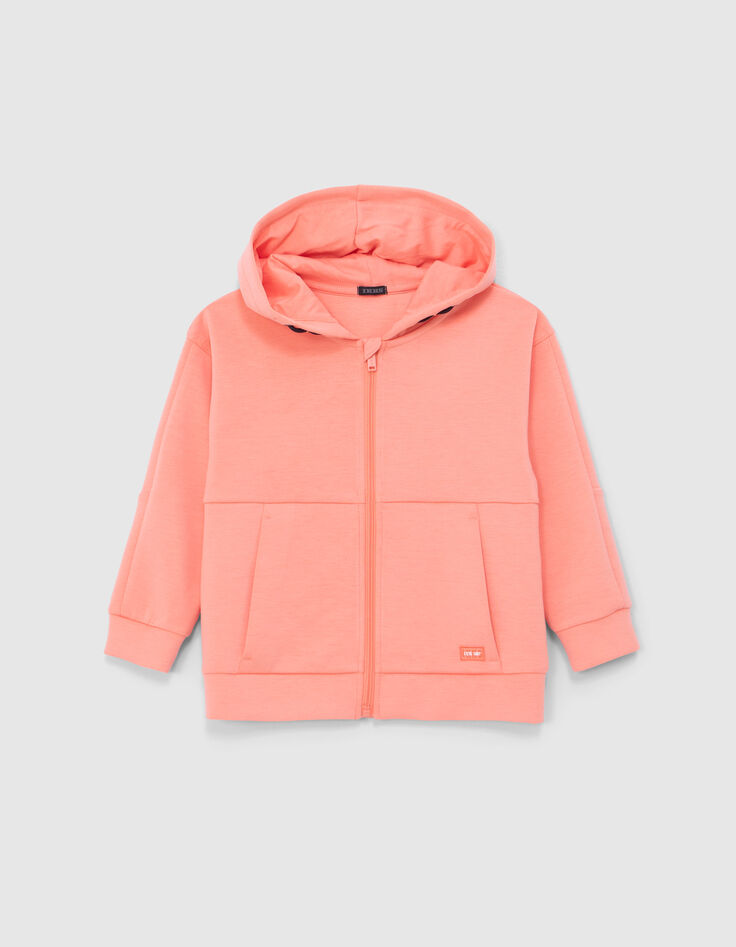 Boys’ neon orange cardigan, embossed checkerboard on back-1