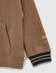 Sudadera color arena capucha y cuello cremallera niño -5