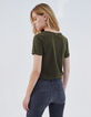 Women’s khaki peace and love acid wash cotton T-shirt-3