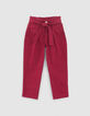 Girls’ burgundy BALLOON jeans-1