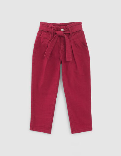 Girls’ burgundy BALLOON jeans - IKKS