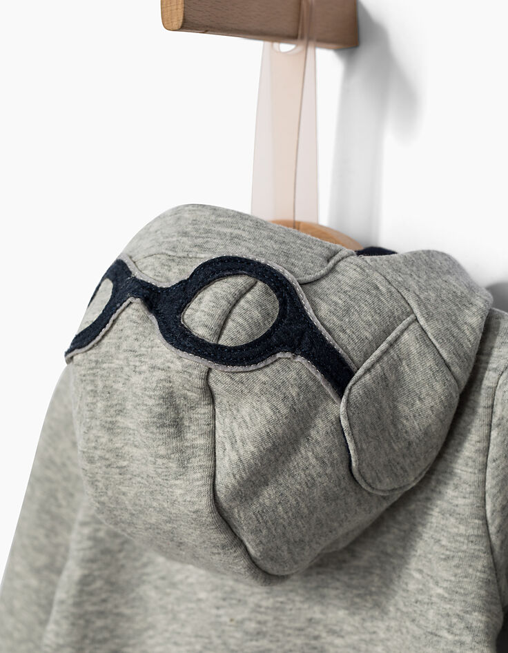Cardigan gris biface doublé  bébé garçon-3