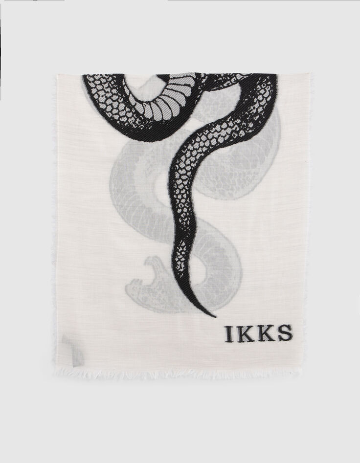 Foulard blanc cassé jacquard snake double face Femme-4