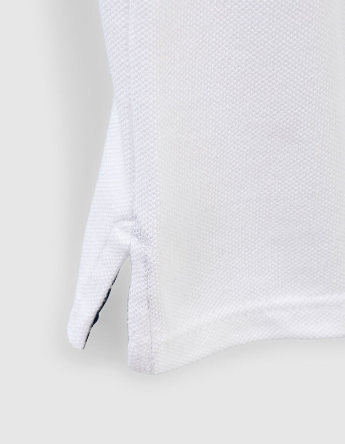 Weißes Jungen-Poloshirt mit grauem Rippenbund am Kragen - IKKS