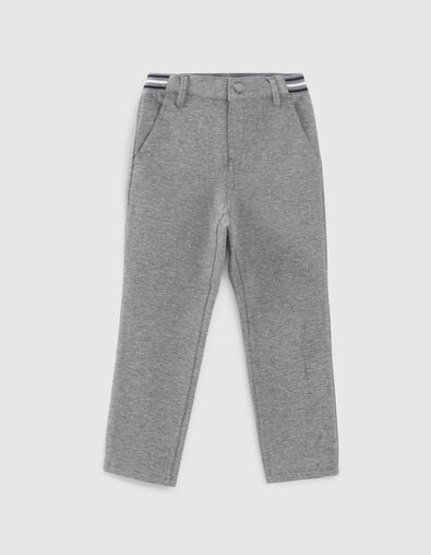 Middengrijze tricot broek gestreepte taille jongens  - IKKS