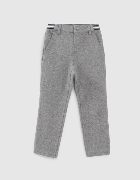 Boys’ medium grey knit trousers with striped belt - IKKS