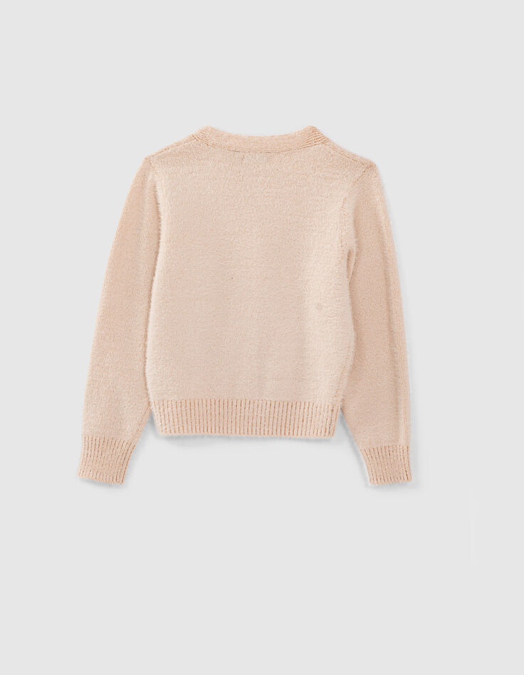 Puderrosa, weiche Mädchenstrickjacke-3
