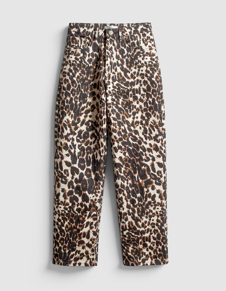 Jean droit marron &agrave; motif l&eacute;opard Anders Femme-7