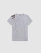 Tee-shirt gris décor perles métallisées épaule Femme-5