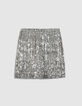 Jupe droite sequins argent&eacute;s Femme-7