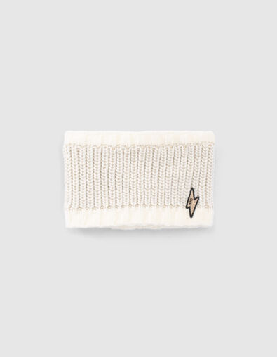 Cremewei&szlig;er Stricksnood mit Blitzpatch f&uuml;r Babym&auml;dchen - IKKS